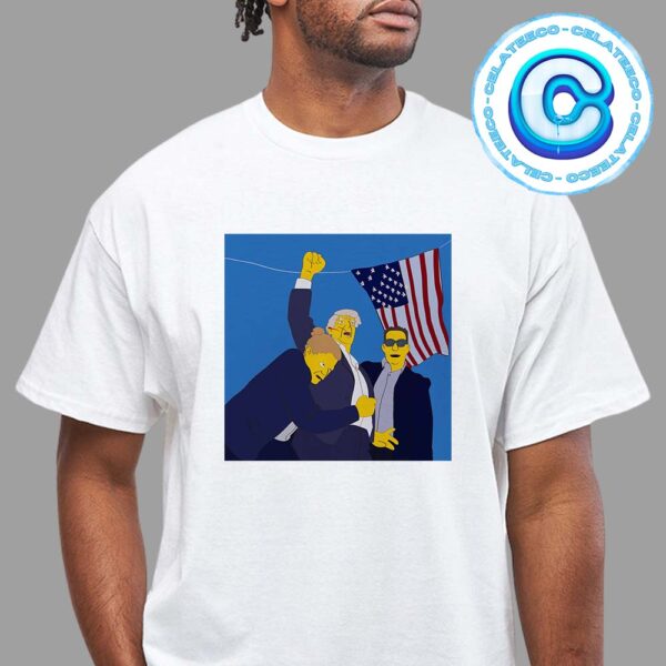 Attempted Assassination Of Donald Trump The Simpsons Style American Flag Protect Unisex T-Shirt