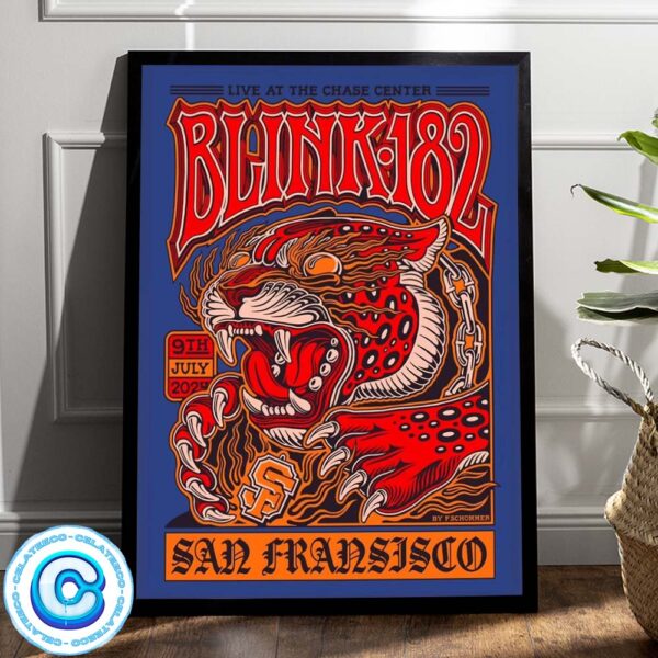 Blink 182 Live Show At The Chase Center San Fransisco On July 9th 2024 Wall Decor Poster Canvas