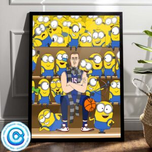 Denver Nuggets Nikola Jokic With Despicable Me 4 Minions Promo Got Out Popcorn Ready Wall Decor Poster Canvas