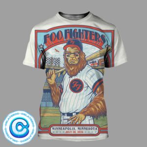 Foo Fighters Concert Music Live Show At Minneapolis Minnesota On July 28th 2024 With Official Baseball Logo Team All Over Print Shirt