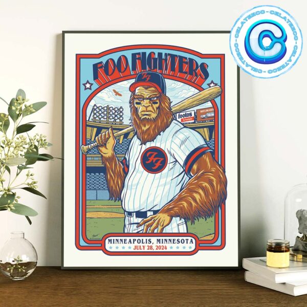 Foo Fighters Concert Music Live Show At Minneapolis Minnesota On July 28th 2024 With Official Baseball Logo Team Wall Decor Poster Canvas