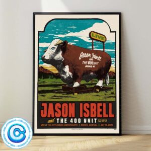 Jason Isbell And The 400 Unit With Adeem The Artist Turn At The Cow Poster For The Gig At The Kettlehouse Amphitheater In Bonner Montana On July 14 2024 Wall Decor Poster Canvas