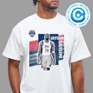 Jayson Tatum White USA Basketball 2024 Summer Olympics Player Cutout Unisex T-Shirt