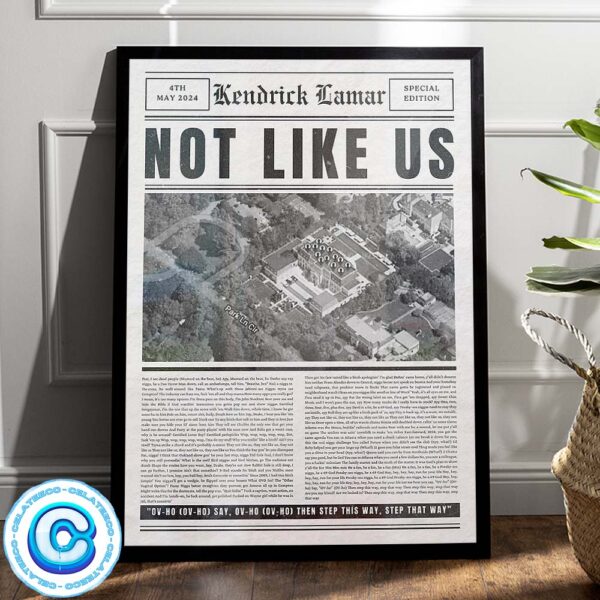 Kendrick Lamar Not Like Us Music Vintage Newspaper Lyric Poster Wall Decor Poster Canvas