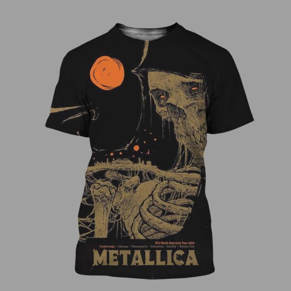 Metallica M72 North American Tour 2024 For Live Show Concert At Fox Borough Chicago Minneapolis Edmonion In Seattle Mexico City All Over Print Shirt