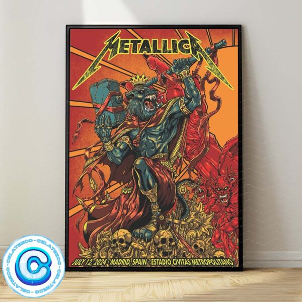 Metallica M72 World Tour Music Concert Night One At Madrid Spain Estadio Civitas Metropolitano On July 12th 2024 Wall Decor Poster Canvas