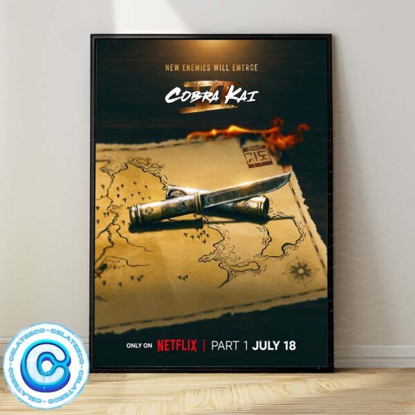 Official New Enemies Will Emerge Cobra Kai VI Part 1 On July 18th 2024 Wall Decor Poster Canvas