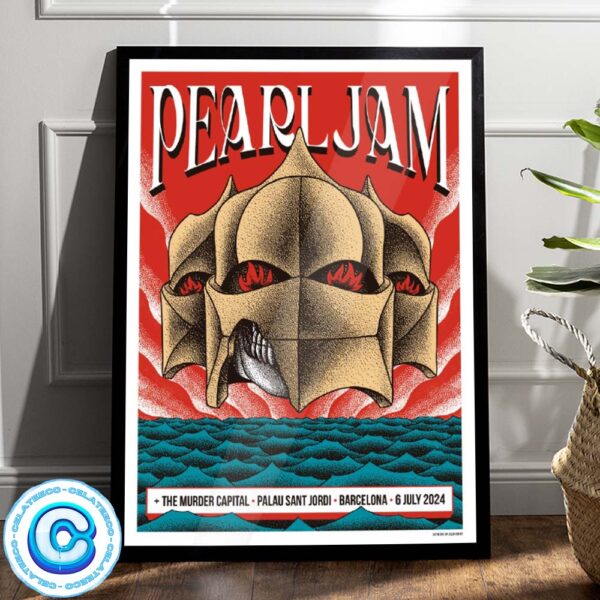 Pearl Jam Dark Matter World Tour Show Concert At The Murder Capital Palau Sant Jordi Barcelona On 6 July 2024 Art By Alex Omist Wall Decor Poster Canvas