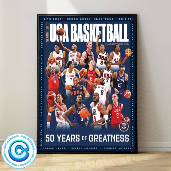 SLAM Present USA Special Collector Issue Basketball 50 Years Of Greatness Wall Decor Poster Canvas