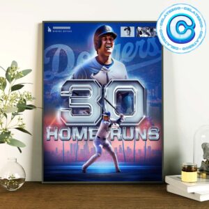 Shohei Ohtani From Los Angeles Dodgers Reaches The 30 Home Run Mark For The 4th Straight Season Wall Decor Poster Canvas