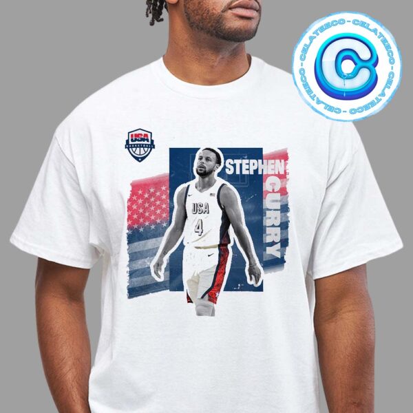 Stephen Curry White USA Basketball 2024 Summer Olympics Player Cutout Unisex T-Shirt