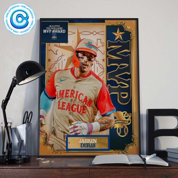 The Ted Williams MLB All Star Game Texas 2024 MVP Award Goes To Jarren Duran From American League Home Decor Poster Canvas