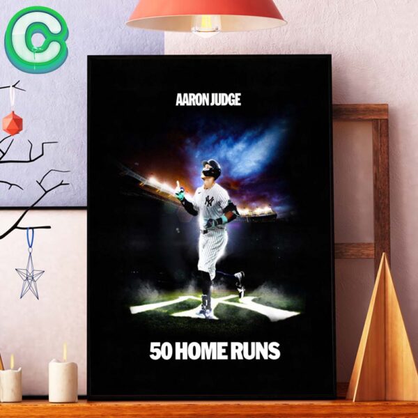 Aaron Judge From New York Yankees Dodgert 50 Home Runs Home Decor Poster Canvas