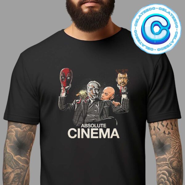 Absolute Cinema Meme With Deadpool And Wolverine Head Blood And Dogpool With Cassandra Nova Super Power Unisex T-Shirt