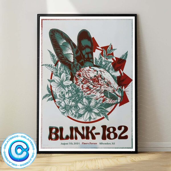 Blink 182 One More Time Tour Poster At Fiserv Forum Milwaukee WI On August 7th 2024 Wall Decor Poster Canvas