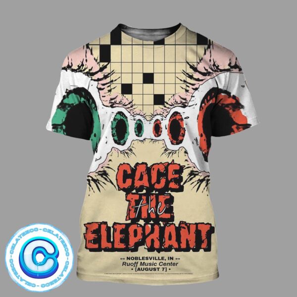 Cage The Elephant Live Show Concert Poster At Noblesville IN In Ruof Music Center On August 7th 2024 All Over Print Shirt