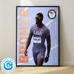 Congrats To Fred kerley Has Been Taken 100m Olympic Bronze Medalist Form Olympic Paris 2024 Wall Decor Poster Canvas