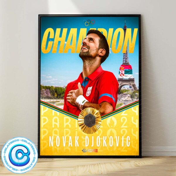 Congrats To Novak Djokovic At 37 He Became The Oldest Player To Win The Olympic Paris Title Since The Return Of Tennis Wall Decor Poster Canvas