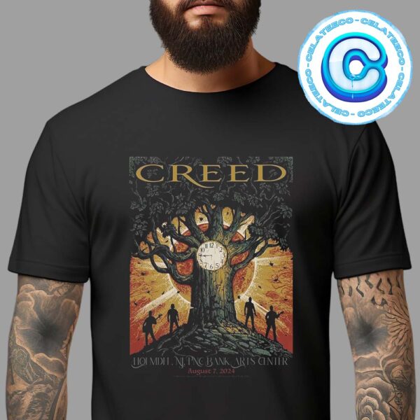 Creed Summer Of 99 Tour Poster At Holmdel NJ In Pnc Bank Arts Center On August 7th 2024 Unisex T-Shirt