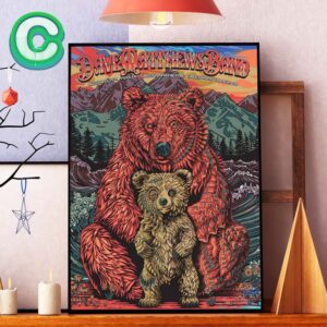 Dave Matthews Band Event Poster The Bear Artwork Night 1 At Fiddler’s Green Amphitheatre In Greenwood Village CO On August 23th 2024 Wall Decor Poster Canvas