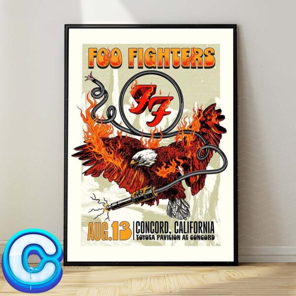 Foo Fighters Everything Or Nothing At All Tour On August 13th 2024 At Concord California In Toyota Pavilion Wall Decor Poster Canvas