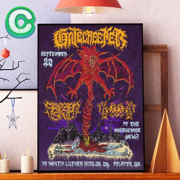 Gatecreeper With Frozen Soul And Worm Show Poster At 75 Martin Luther King JR DR In Atlanta On September 20th Home Decor Poster Canvas