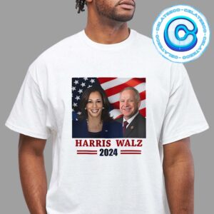 Harris Walz 2024 For President Of USA American Flag Unisex T-Shirt