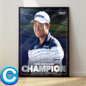 Hideki Matsuyama From Japan Team Wins The Fedex St Jude Champions 2024 Wall Decor Poster Canvas