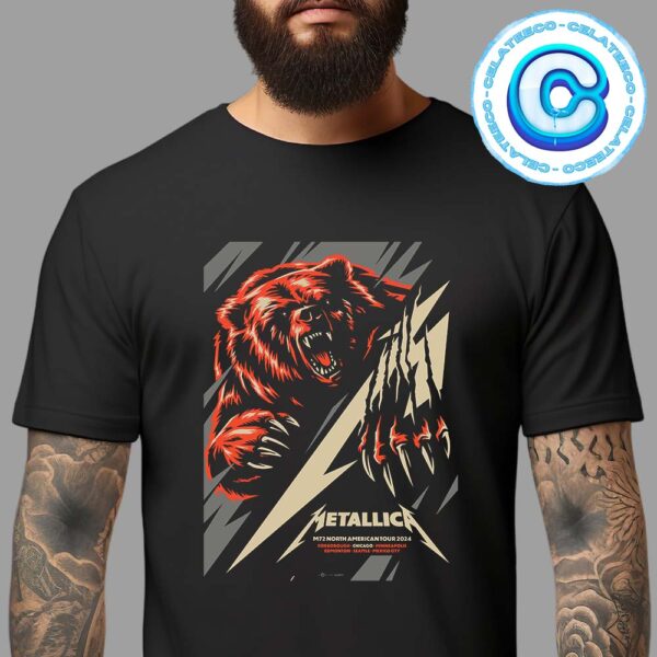 Metallica M72 Chicago Pop Up Shop Poster At Foxborough Chicago Minneapolis At M72 North American Tour 2024 On August 9th And 11th 2024 The Bear Artwork Unisex T-Shirt