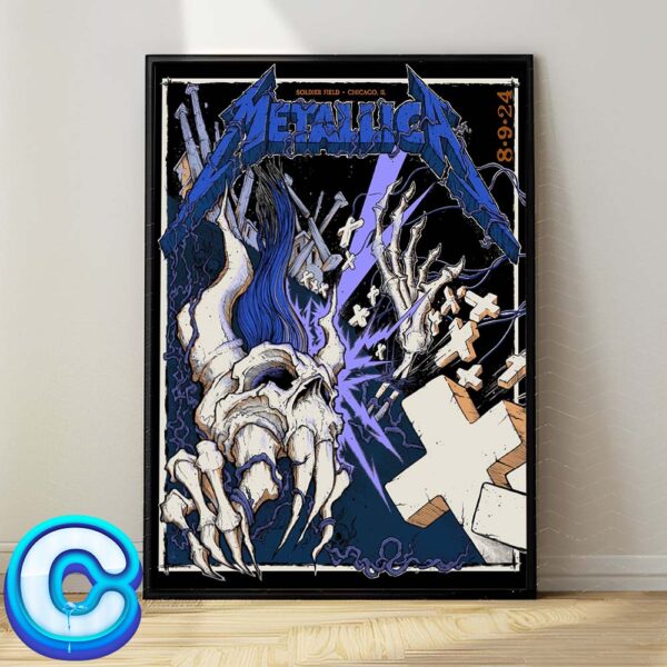 Metallica M72 Chicago Pop Up Shop Poster At Soldier Field Chicago IL At M72 North American Tour 2024 On August 9th 2024 Wall Decor Poster Canvas