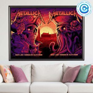 Metallica M72 Foxborough MA Full Show Combine Poster For The Show Music At Gillette Stadium On August 2 2024 M72 North America Wall Decor Poster Canvas