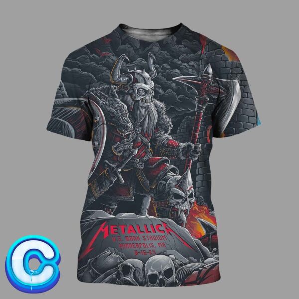 Metallica M72 Minneapolis MN 2024 Exclusive Pop Up Shop At US Bank Stadium North America Tour On August 16th 2024 All Over Print Shirt