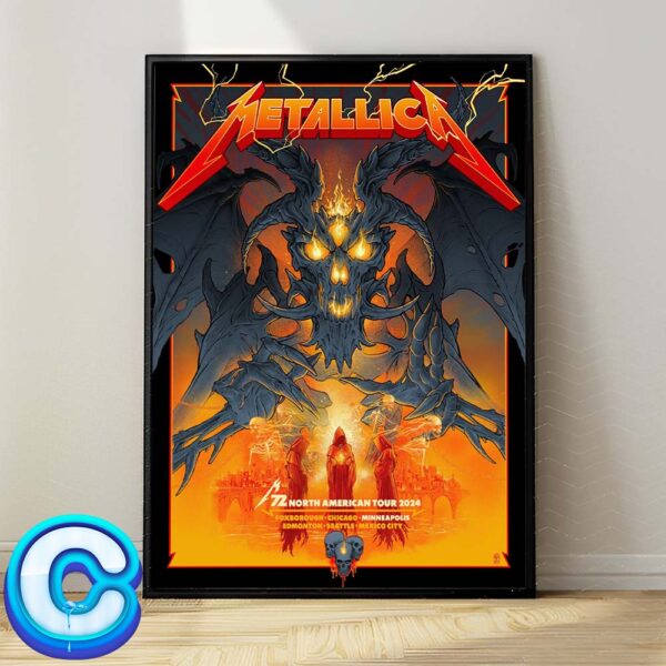 Metallica M72 Minneapolis MN 2024 Exclusive Pop Up Shop Poster At US Bank Stadium On August 16 And 18 2024 M72 North American Tour The Satan Artwork Wall Decor Poster Canvas