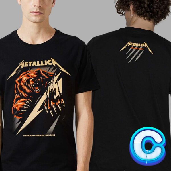 Metallica Official M72 Chicago Pop Up Merch Tee For Chicago IL At Soldier Field On August 9 And 11 M72 North American Tour 2024 The Bear Art Two Sides Unisex T-Shirt