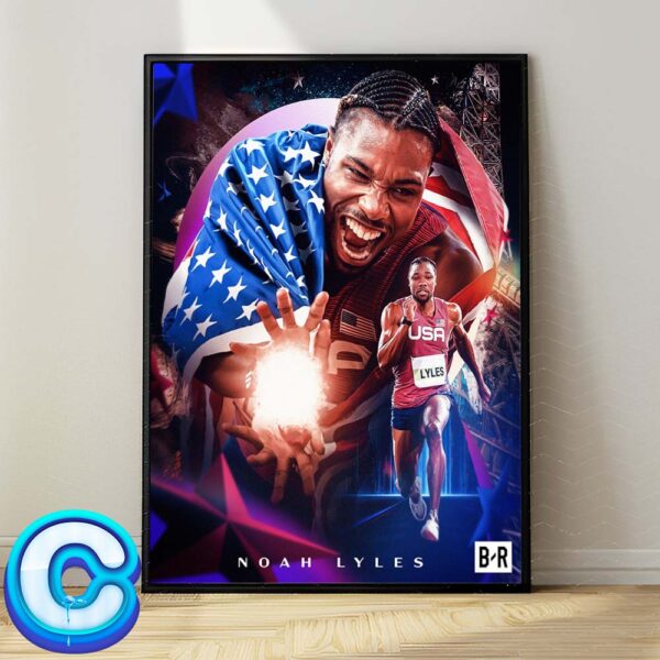 Noah Lyles From Team USA Takes Home Bronze In The Mens 200m Final Of Olympic Paris 2024 Wall Decor Poster Canvas