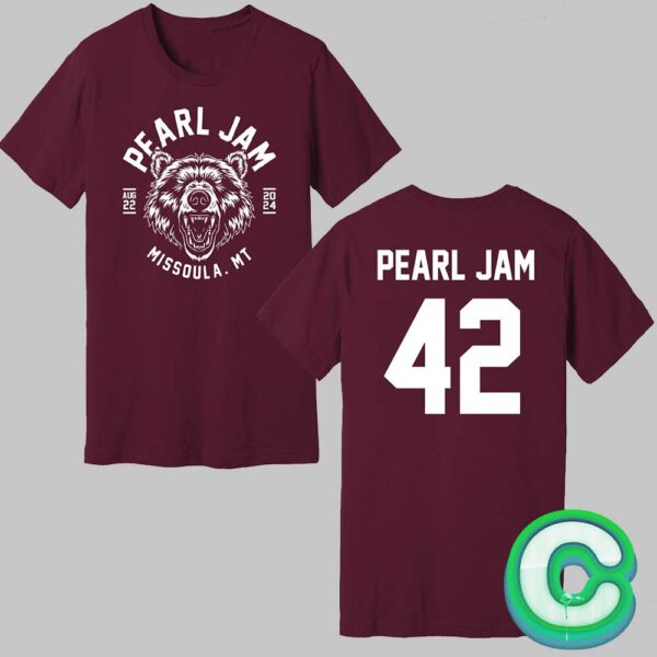 Pearl Jam With Glen Hansard Grizzly Tee At Washington Grizzly Stadium In Missoula Montana On August 22th 2024 Two Side Unisex T-shirt