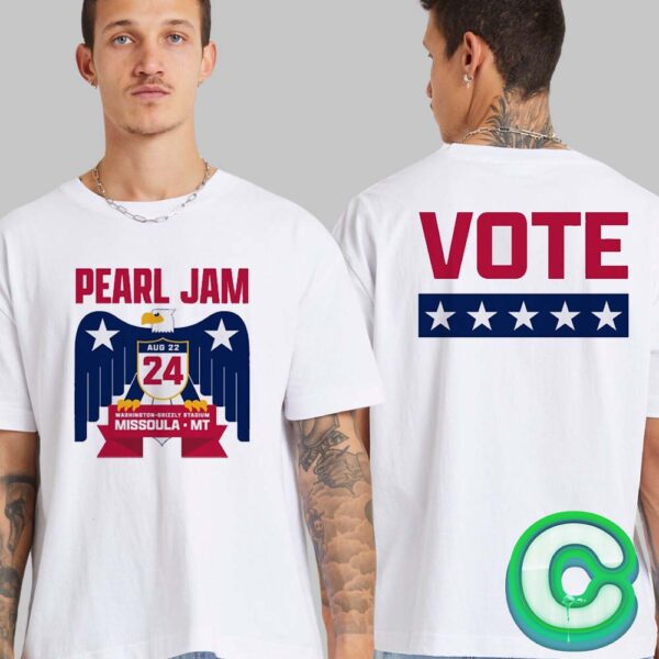 Pearl Jam With Glen Hansard Eagle Tee At Washington Grizzly Stadium In Missoula Montana On August 22th 2024 Two Side Unisex T-shirt