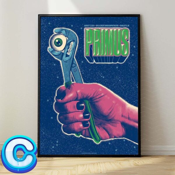 Primus Show Concert Music Poster At Skyla Credit Union Amphitheatre On August 17th 2024 Wall Decor Poster Canvas