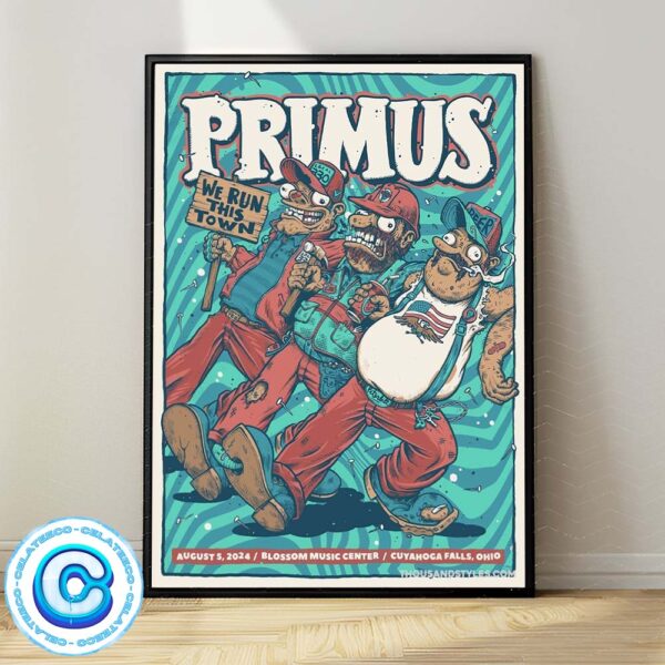 Primus We Run This Town Live Show At Blossom Music Center In Cuyahoca Falls Ohio On August 5th 2024 Wall Decor Poster Canvas