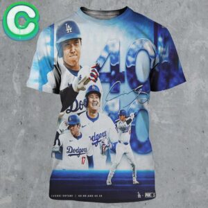 Shohei Ohtani From Los Angeles Dodgers 40 HR And 40 SB In History Career Walk Off Grand Slam All Over Print Shirt