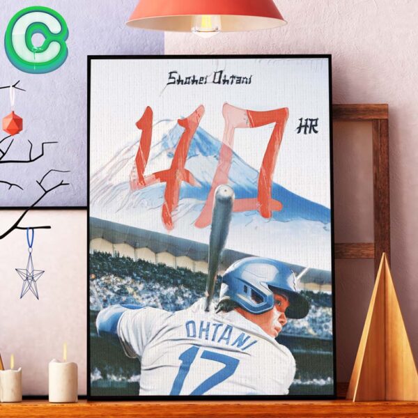 Shohei Ohtani From Los Angeles Dodgers 40 HR And 40 SB In History Career Walk Off Grand Slam Wall Decor Poster Canvas