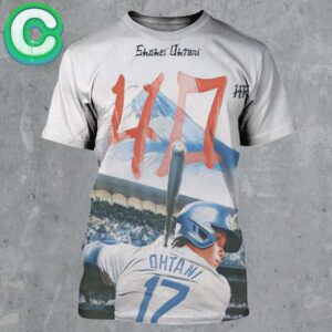 Shohei Ohtani From Los Angeles Dodgers 40 HR And 40 SB In History Career Walk Off Grand Slam Japanese Style Art All Over Print Shirt