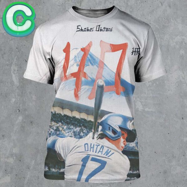 Shohei Ohtani From Los Angeles Dodgers 40 HR And 40 SB In History Career Walk Off Grand Slam Japanese Style Art All Over Print Shirt