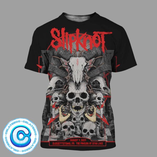 Slipknot 2024 Tour Poster On August 7th At Burgettstorm PA In The Pavilion At Star Lake All Over Print Shirt