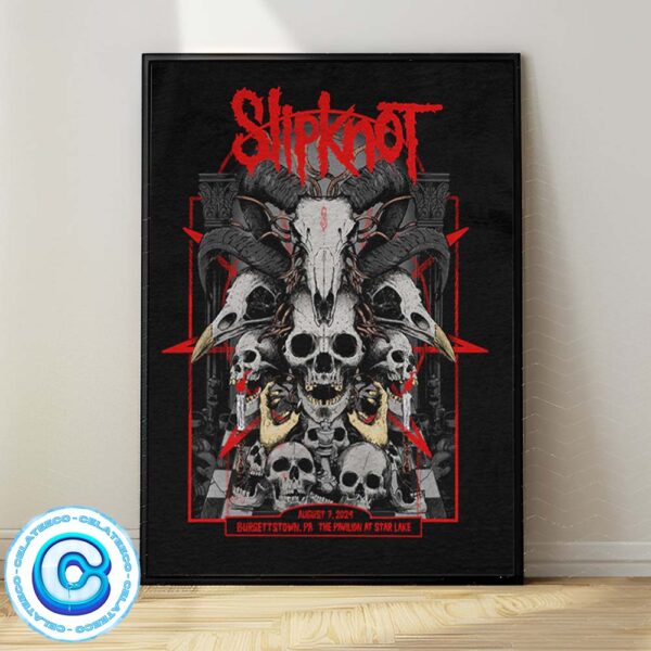 Slipknot 2024 Tour Poster On August 7th At Burgettstorm PA In The Pavilion At Star Lake Wall Decor Poster Canvas