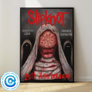 Slipknot 25th Annieversary 2024 Tour Poster At Noblesville IN Ruoff Music Center On August 6th 2024 Wall Decor Poster Canvas