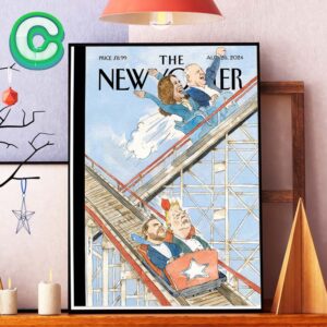 The New Yorker Official Poster On August 26th 2024 Art By Barry Blitt’s Roller Coaster Home Decor Poster Canvas