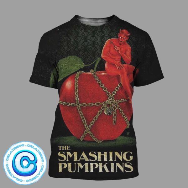 The Smashing Pumpkins Gig Poster For The Performance Tonight At Citi Field In Queens New York On August 5 2024 The Devil And An Apple Artwork All Over Print Shirt