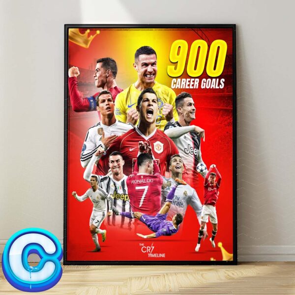 Cristiano Ronaldo Becomes The Firts Player Ever In The History Of Football To Score 900 Goals Home Decor Poster Canvas