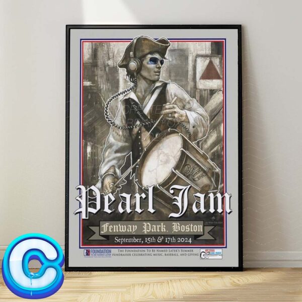 Pearl Jam Concert Live Show Two Night Poster For Fenway Park Boston On September 15th And 17th 2024 Foundation To Be Named Later Event Home Decor Poster Canvas